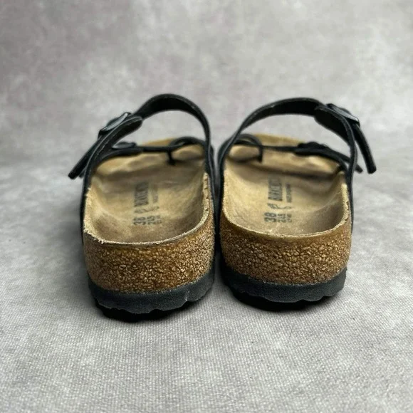 Birkenstock Mayari Womens 7 Sandals Slip On Strappy Black Leather Toe Loop EU 38 - Picture 3 of 9